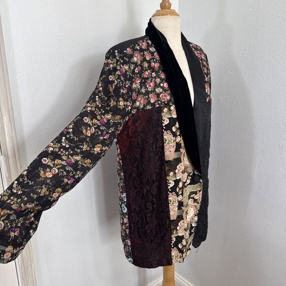 Judy Knapp Jacket Womens Large Lightweight‎  Patchwork Artsy Boho 90s Y2K - Picture 3 of 12